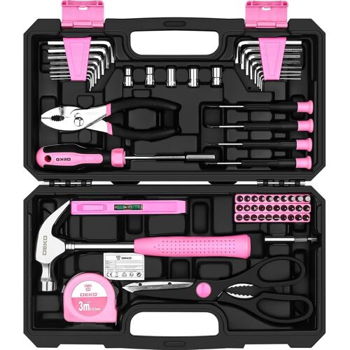 SUBZONAL-Boîte à outils complète rose 62 pièces, mallette, boîte à outils bricolage, cadeaux pour femme, maison, bureau et voiture, pour entretien quotidien