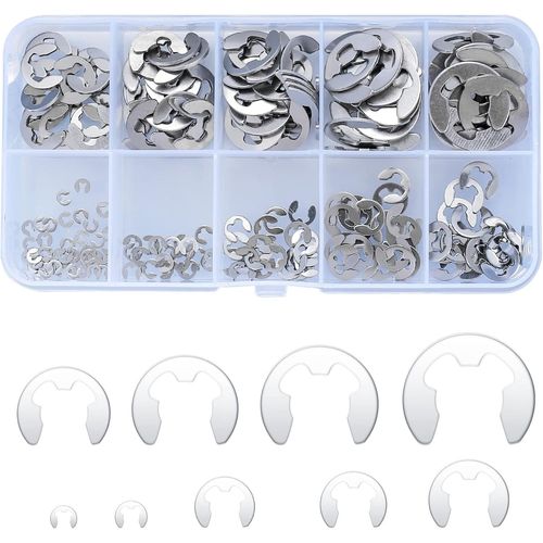 220 Pièces E-Clips Anneau de Retenue Externe Snap,Anneau de Circlips Interne,Bague de Retenue Acier Inoxydable-1.5/2/3/4/5/6/7/8/9/10mm