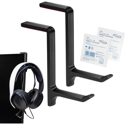 CFUX-- Support de casque de jeu pour moniteur ¿ 2 crochets de support de casque noirs avec chiffon de nettoyage étroit ¿ Support de casque pour écran