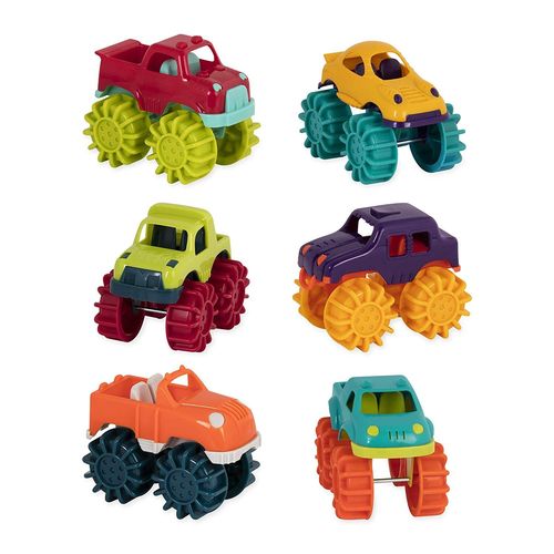 Battat - Mini Monster Trucks Lot De 6 Mini Camions Pour Tout-Petits Dans Un Sac De Rangement Partir De 2 Ans