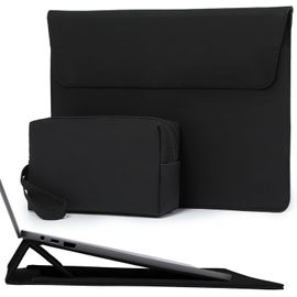 TIANYI-15-16 Pouces Housse pour Ordinateur Portable avec Stand Réglable pour MacBook Pro 16 M4/M3/M2/M1 2025-2019, XPS 15, MacBook Pro 15 2015-2012, avec Pochette, Noir