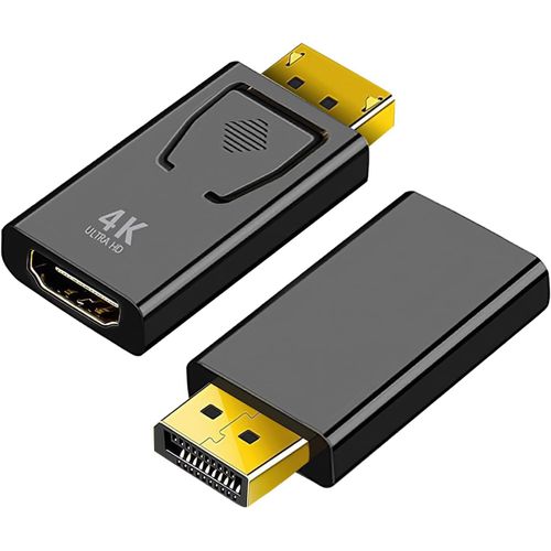 Pack de 2 Adaptateur DisplayPort vers HDMI 4K,Convertisseur DP Mâle vers HDMI Femelle,Compatible 4K@30Hz pour Ordinateur de Bureau,PC,Moniteur,HDTV,Haute Définition et Transmission Stable