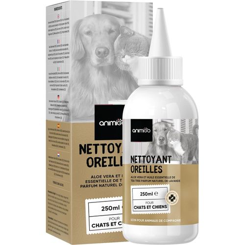 Jgd-Nettoyant Oreille Chien & Chat 250 Ml, Avec Huiles Essentielles D'arbre À Thé, Lavande, Aloe Vera, Glycérine - Soins Des Oreilles Apaise Démangeaisons - Nettoyant Auriculaire Chien Et Chat