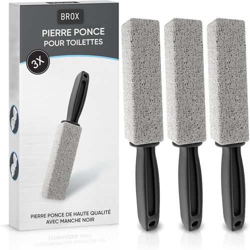 KALANKA-® Pierre Ponce WC 3 Pièces ¿ Nettoyeur de Toilette contre le Tartre & Calcaire ¿ Pumice Stone Toilet ¿ Pierre de Nettoyage Efficace ¿ Détartrant avec Poignée Noire