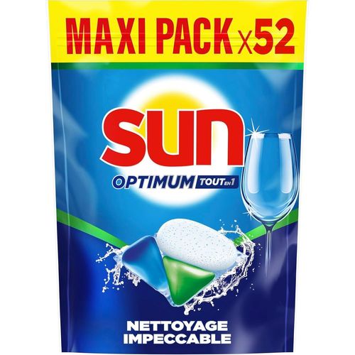 KALANKA-SUN - Optimum Pastilles Lave-Vaisselle Tout en 1-52 capsules - nettoyage impeccable - brillance éclatante - tablettes efficaces même en cycle court