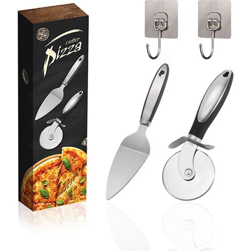 Roulette Pizza Coupe Pizza Découpe Pizza Couteau a Pizza Pizza Cutter avec Poignée en Silicone et Lames en Acier Inoxydable Nettoyage Facile au Lave Vaisselle Coupe Pizza Pour Pizzas Gâteaux Gaufres
