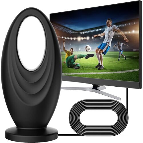 Antenne TV numérique intérieure HD avec amplificateur de Signal, portée de Plus de 1280 km, Compatible avec Les téléviseurs intelligents 4K 1080p et Les téléviseurs Plus Anciens