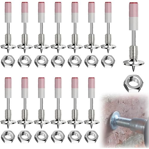 Lot de 200 clous pour pistolets à ongles avec 200 écrous M8, pistolet à ongles 7,3 mm, clous ronds en acier manuels pour pistolet à clous, appareil de tir à boulons, clous pour murs en béton