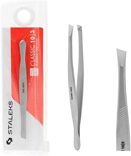 Pince à sourcils précise avec bords larges inclinés Acier inoxydable de qualité médicale Classic 10/3