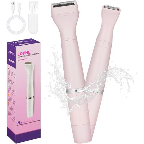 Eryi-Rasoir Électrique Femme, Rechargeable Rasoir Electrique Femme Sans Douleur Tondeuse Tondeuse Pour Visage, Bras, Jambes, Aisselles Et Bikini Humide Et Sèche,Rose