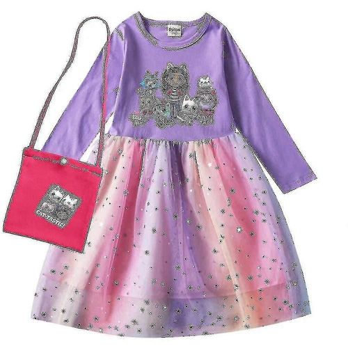 Robes Pour Bebe Fille Gabby Cats, Vetements Pour Maison De Poupee Gabby, Costume De Carnaval, Cosplay, Manches Longues, Robe Decontractee Avec Sac