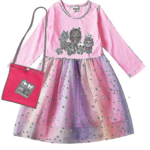 Robes Pour Bebe Fille Gabby Cats, Vetements Pour Maison De Poupee Gabby, Costume De Carnaval, Cosplay, Manches Longues, Robe Decontractee Avec Sac