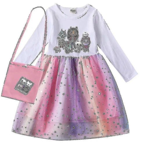 Robes Pour Bebe Fille Gabby Cats, Vetements Pour Maison De Poupee Gabby, Costume De Carnaval, Cosplay, Manches Longues, Robe Decontractee Avec Sac