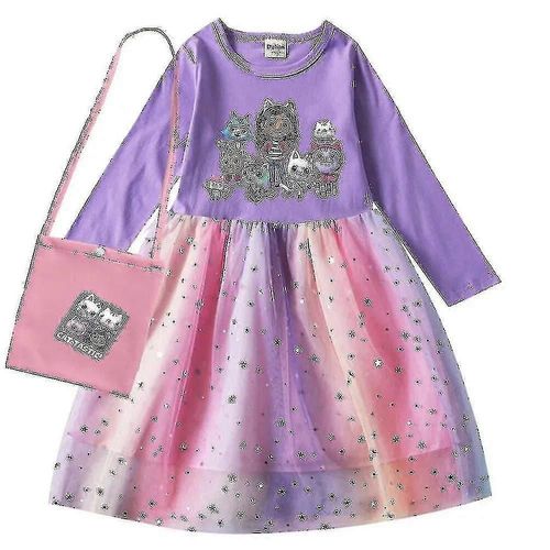 Robes Pour Bebe Fille Gabby Cats, Vetements Pour Maison De Poupee Gabby, Costume De Carnaval, Cosplay, Manches Longues, Robe Decontractee Avec Sac