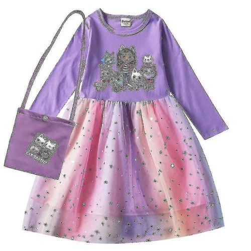 Robes Pour Bebe Fille Gabby Cats, Vetements Pour Maison De Poupee Gabby, Costume De Carnaval, Cosplay, Manches Longues, Robe Decontractee Avec Sac