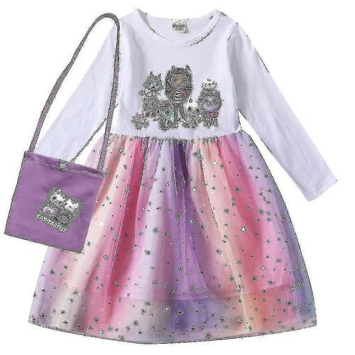 Robes Pour Bebe Fille Gabby Cats, Vetements Pour Maison De Poupee Gabby, Costume De Carnaval, Cosplay, Manches Longues, Robe Decontractee Avec Sac