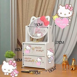 BoIte a bijoux Sanrio My Melody Hello Kitty avec miroir cosmetique, boIte de rangement a tiroir en bois de grande valeur, jolie boIte a bijoux cadeau