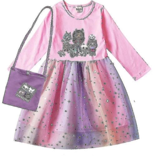 Robes Pour Bebe Fille Gabby Cats, Vetements Pour Maison De Poupee Gabby, Costume De Carnaval, Cosplay, Manches Longues, Robe Decontractee Avec Sac
