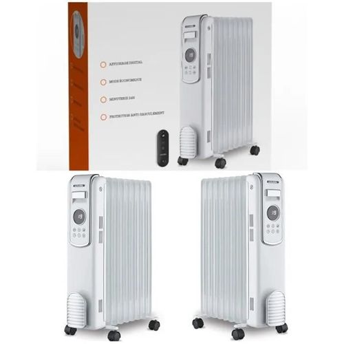 Radiateur à bain d'huile Digital Vintage Blanc 2000W 9 colonnes 3 réglages de chaleur Thermostat réglable¿ 3 réglages de chaleur