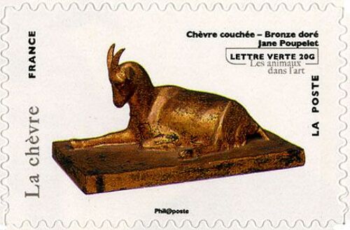 France 2013, Très Beau Timbre Neuf** Luxe Autoadhésif Yvert 775, Les Animaux Dans L'Art, Chèvre Couchée - Bronze Doré, Validité Permanente Lettre 20g. Collection Ou Affranchissement.
