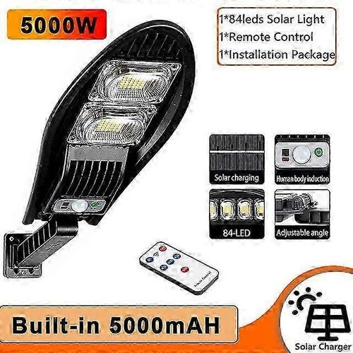 Lampadaire Solaire D'exterieur 2025 10 000 W, 168 Led, Etanche, A Angle Reglable, Pour Mur De Jardin