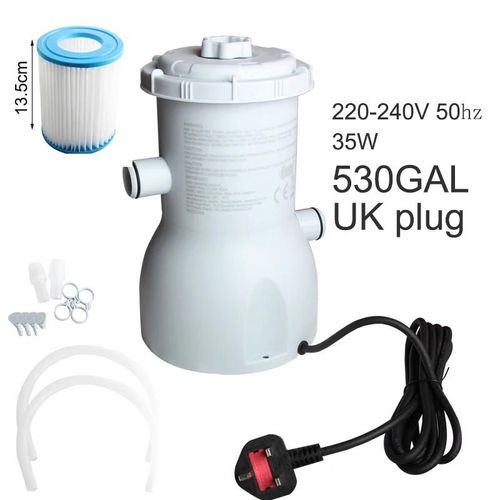 Pompe de filtration pour piscine souterraine, 220v, cadre métallique, facile à gonfler, filtration de l'eau-530gal 220V UK PLUG