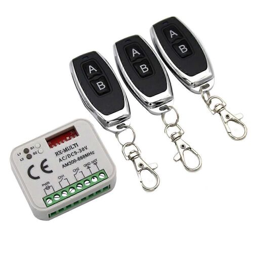Récepteur à distance de porte de garage 433 868MHz MULTI 300-900MHZ AC/DC 9-30V Récepteur avec télécommande
