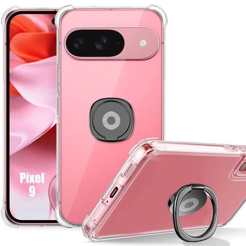 Coque Pour Google Pixel 9, Silicone Transparent Antichoc Coins Renforcés Avec Support Noir - E.F.Connection