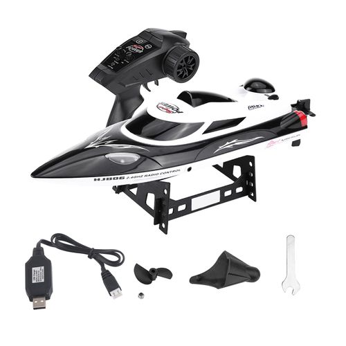 RC 2,4 GHz télécommande 4 canaux mini bateau de course modèle enfants jouet véhicule bateau (noir)