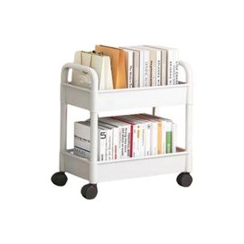 Chariot de rangement a roulettes tendance avec 3 niveaux, chariot utilitaire polyvalent portable pour la maison et le bureau, jaune