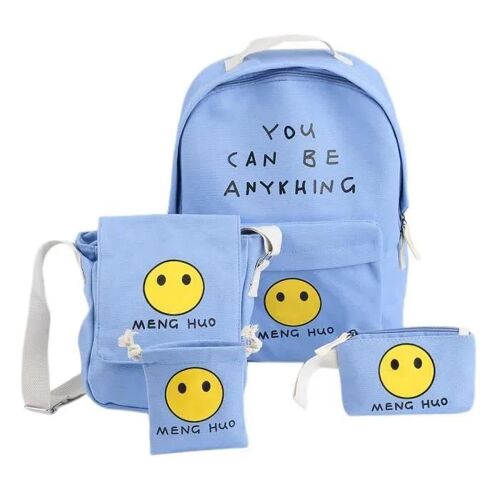 4 PCS Sacs d'étudiant bleu Sac À Bandoulière Filles Garçons Sacs À Dos