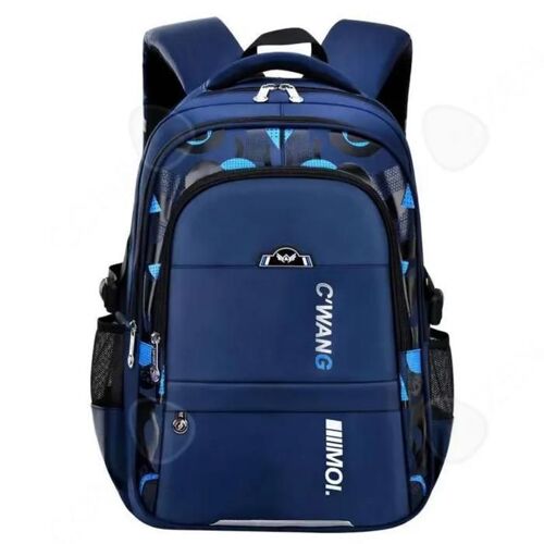 C Sac à dos scolaire 46x32x18cm sac d'école pour étudiants léger et de grande capacité avec pochette pour trolley bleu cartable