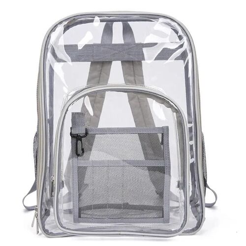VITATA Sac à dos étudiant imperméable en PVC transparent et tendance-Gris clair