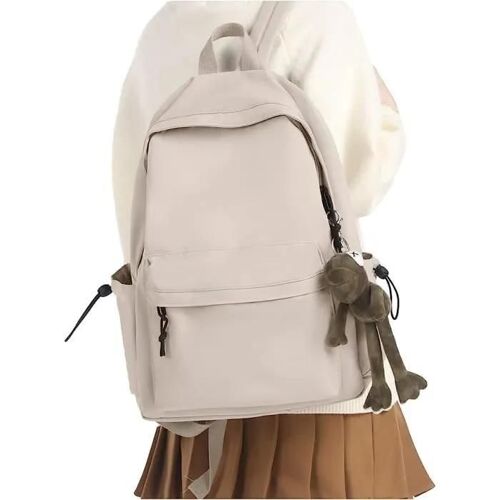 Sac à dos à deux épaules, sac à dos pour étudiants universitaires, grand sac de voyage léger à grande capacité,Beige