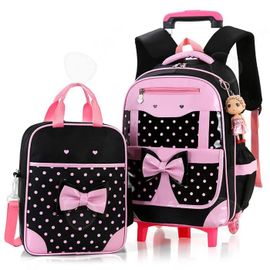 C Sac à dos d'écolier 30 x20x42cm ensemble deux pièces sac à main et sac à dos boucle réglable conception trolley poulie antibruit