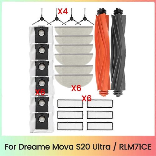 Kit d'accessoires 24 pièces pour aspirateur S20 Ultra/RLM71CE : brosse principale, côté, tampons, filtres, sacs à poussière