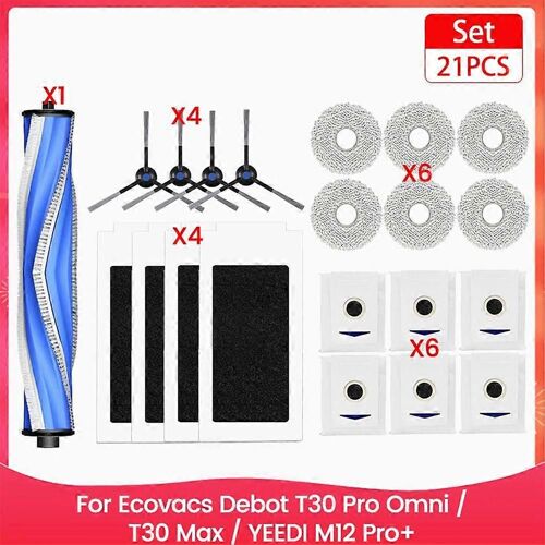 Pièces de rechange pour aspirateur robot Debot T30 Pro Omni / T30 Max / M12 Pro+, brosse latérale principale, filtre, sac à poussière