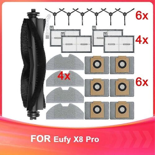 Accessoires pour aspirateur robot X8 Pro : kit de remplacement, brosse rotative, filtres, serpillères, brosses latérales et sacs d'aspirateur