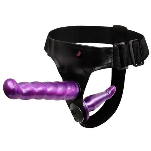 Lsc® Strap On Dildo Double Dongs Avec Harnais Réglable Massager De Point G Pour Jouet Sexuel Féminin Lesbienne Violet