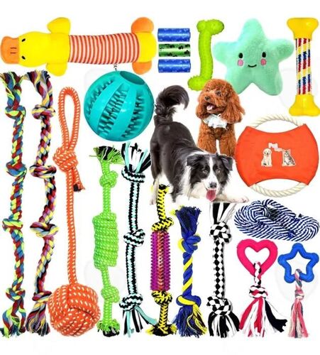 C Jouets Pour Chien, Jouets En Coton Naturel Non Toxique 20 Pièces, Jouets À Mâcher Durables Pour Chiens De Petite Et Moyenne