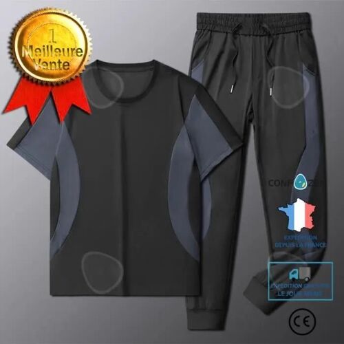 Confo® Costume De Sport Pour Hommes En Soie Glacée, Plus La Taille, Costume De Sport Décontracté En Vrac, Costume De Fitness, Pantal
