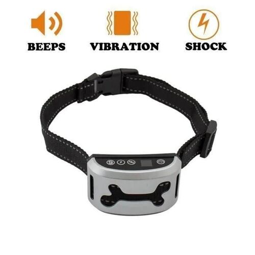 L1711 Collier Anti-Aboiement Pour Chien Rechargeable Automatique Anti Bark Dog Collar, Écran Lcd - Argent