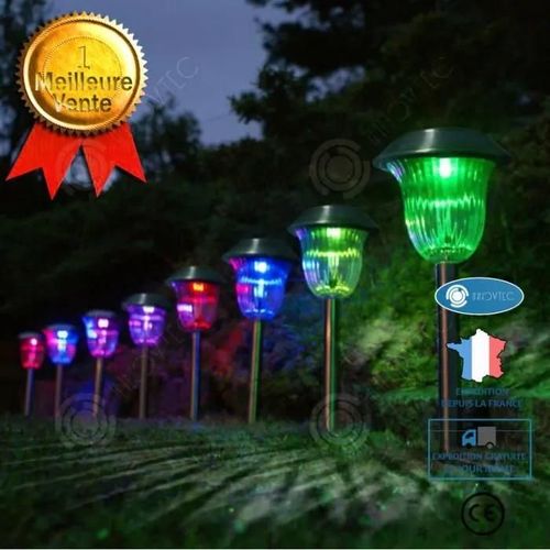 Inn Lampadaire Solaire À Led, Éclairage De Jardin De Cour En Acier Inoxydable Coloré, Éclairage Souterrain Intégré Extérieur,