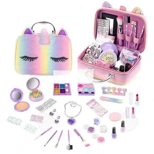 C Kit de Maquillage Enfant Filles 30PCS Lavable cosmétiques Jouets éducatifs Cadeau Noël Anniversaire Palette Maquillage Enfant