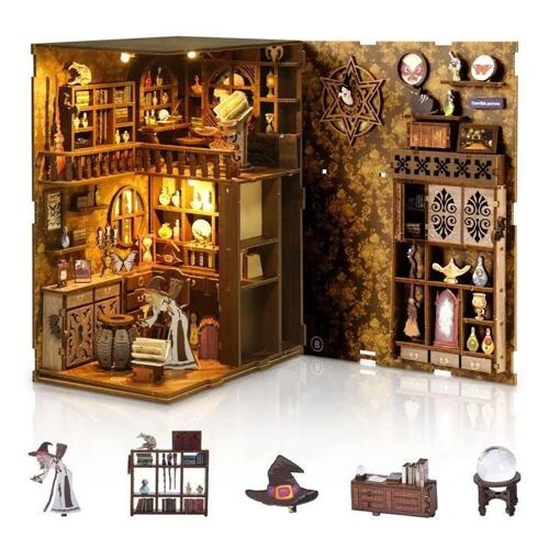 TTLIFE Book Nook Kit de maison de poupée Book Nook DIY Kit maison de poupée miniature Maison Bibliothèque Maison Maisons Kit