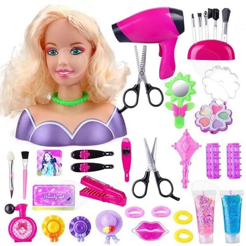 C Ensemble coiffure pour enfant 35PCS avec modèle ensemble de salon de beauté ensemble de coiffure jouet modèle jeu d'imitation