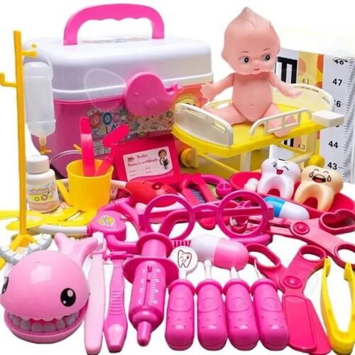 C Malette docteur enfant 54PCS jouets de dentiste pour enfants kit de médecin jouets trousse de médecin enfants jeu d'imitation