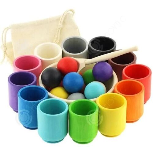 INN Jouet montessori 1 lot de 12 boules et accessoires jouet montessori jeu de trieur cultiver la conscience des couleurs des