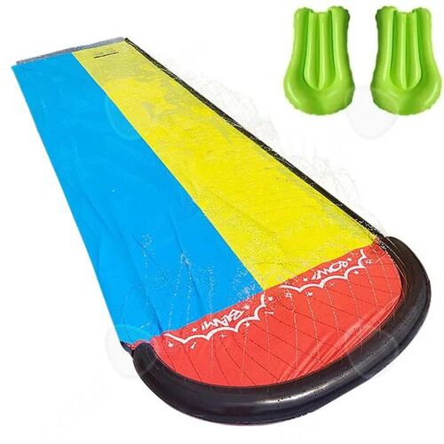 C Toboggan Aquatique 480x145cm Avec 2 Planches Gonflables Toboggan À Eau Tapis De Glisse À Eau Toboggan Pour Pelouse Ventriglisse