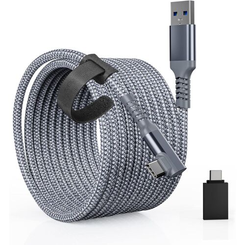Link Cable 6M Compatible avec Quest2 / Pico 4, Accessoires de câble USB A à C avec transfert de données 5Gbps, câble USB3.0 tressé en nylon pour casque VR et PC de jeu